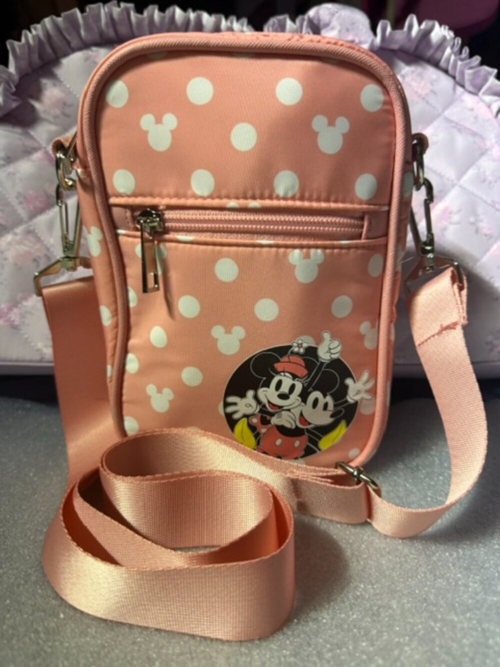 Disney Mickey Minnie Pink Polka Dot Crossbody Bag Bioworld NWT